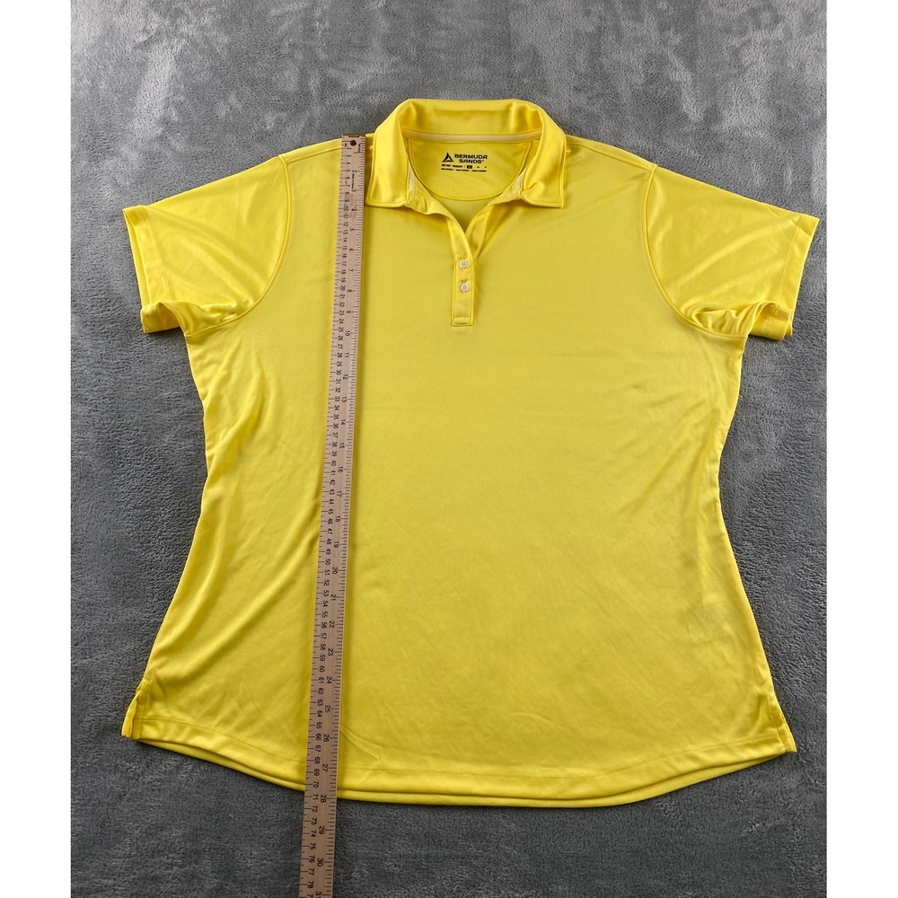 Bermuda Sands Womens XL Yellow Performance Polo Shirt Short Slv Wick Away Golf - Picture 5 of 9